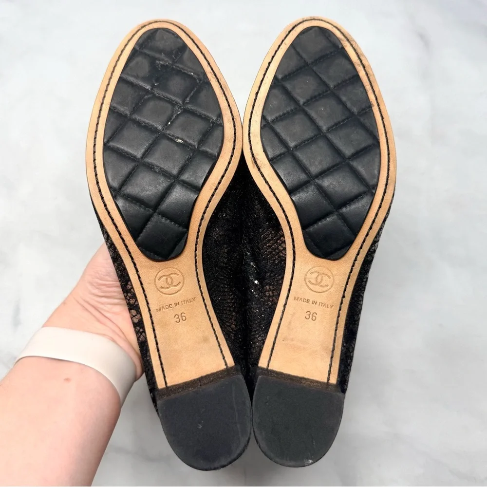 CHANEL Vintage Y2K Metallic Leather Heeled Ballet Ballerina Pump Heel Shoes 36